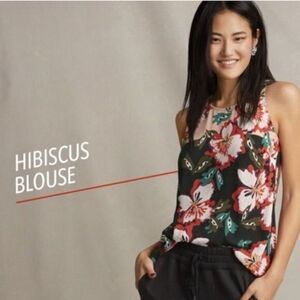 CAbi hibiscus floral flowy tank top medium